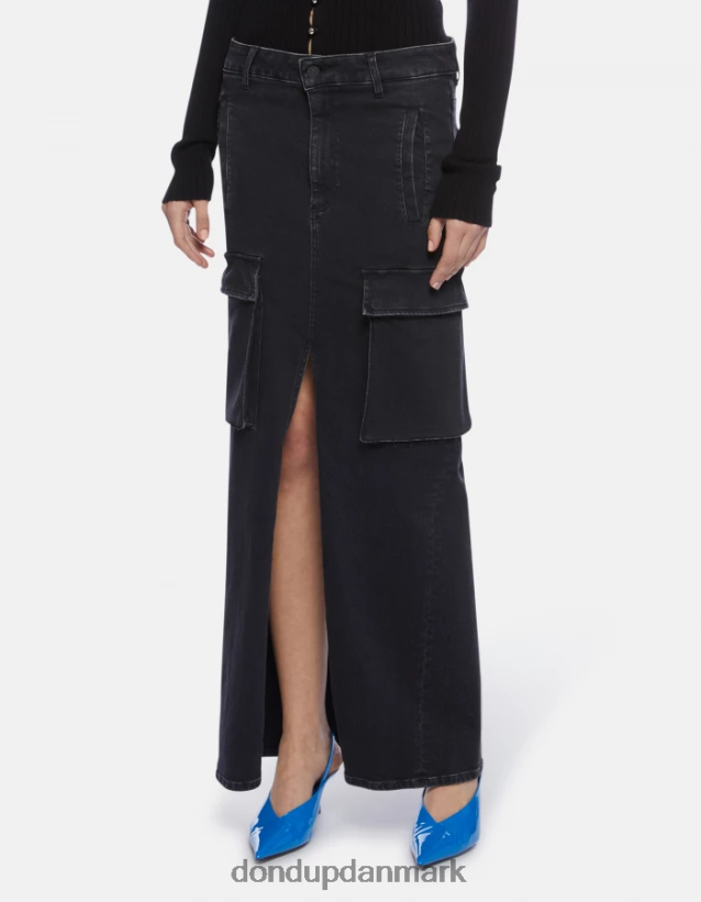 lang stretch denim nederdel Kvinder 0XD0D0396 sort DONDUP beklædning