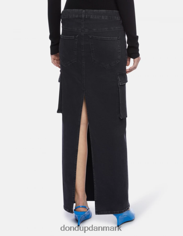 lang stretch denim nederdel Kvinder 0XD0D0396 sort DONDUP beklædning