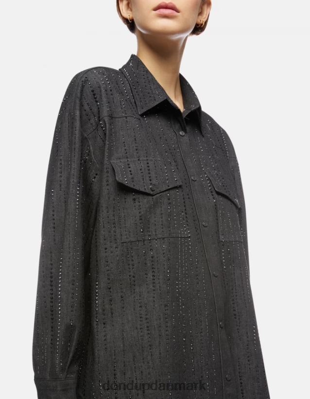 oversized denimskjorte Kvinder 0XD0D0257 sort DONDUP beklædning