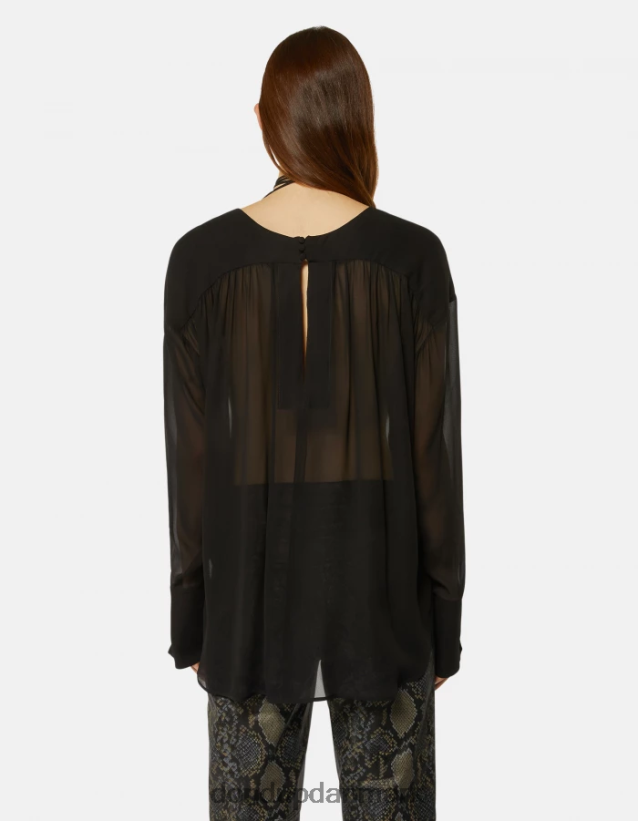 regular fit georgette skjorte Kvinder 0XD0D0268 sort DONDUP beklædning