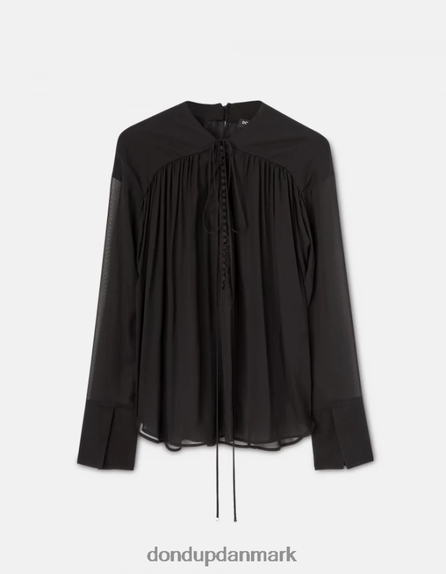 regular fit georgette skjorte Kvinder 0XD0D0268 sort DONDUP beklædning