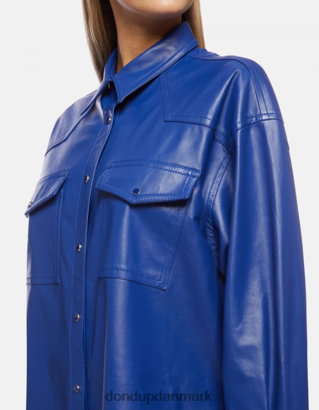 skjorte i nappalæder med løs pasform Kvinder 0XD0D0263 kongeblå DONDUP beklædning