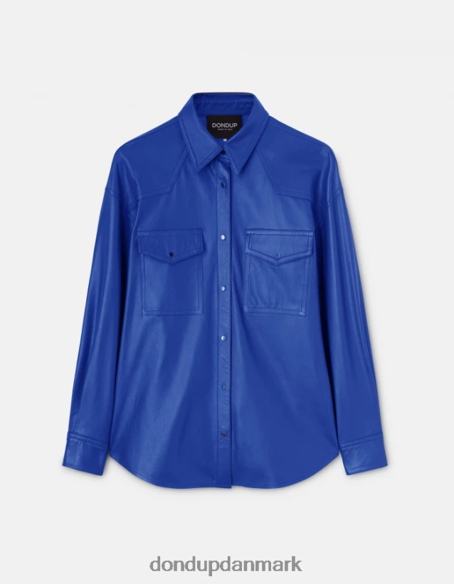 skjorte i nappalæder med løs pasform Kvinder 0XD0D0263 kongeblå DONDUP beklædning