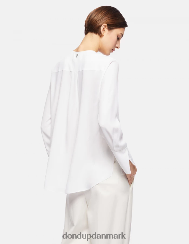 skjorte i silkeblanding med almindelig pasform Kvinder 0XD0D0247 hvid DONDUP beklædning