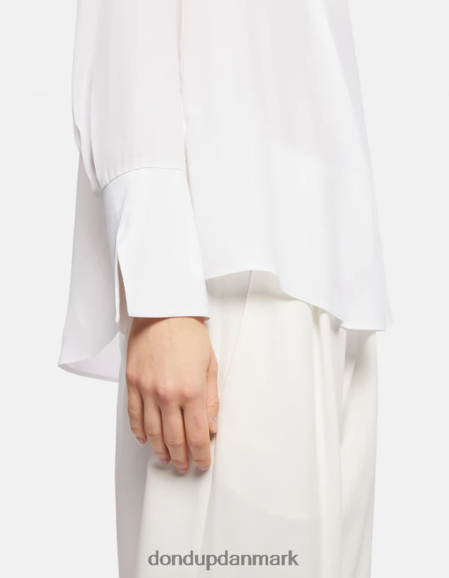 skjorte i silkeblanding med almindelig pasform Kvinder 0XD0D0247 hvid DONDUP beklædning