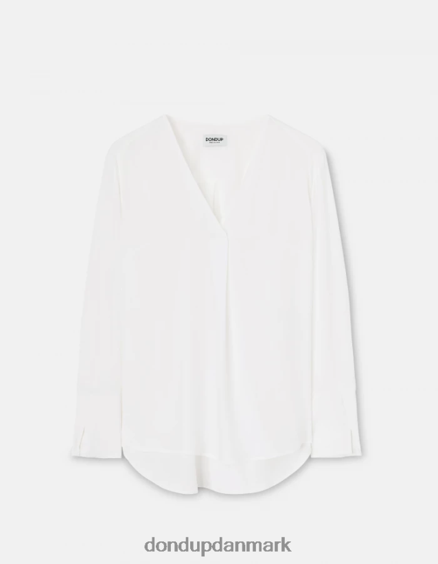 skjorte i silkeblanding med almindelig pasform Kvinder 0XD0D0247 hvid DONDUP beklædning