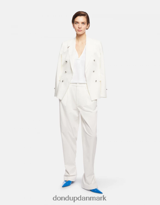 skjorte i silkeblanding med almindelig pasform Kvinder 0XD0D0247 hvid DONDUP beklædning