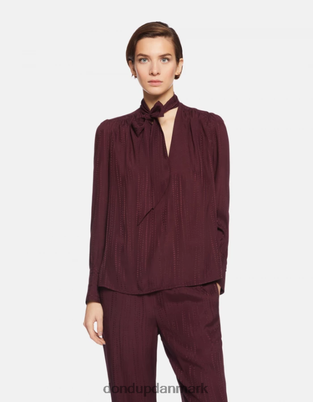 skjorte i silkeblanding med almindelig pasform Kvinder 0XD0D0269 prugna DONDUP beklædning