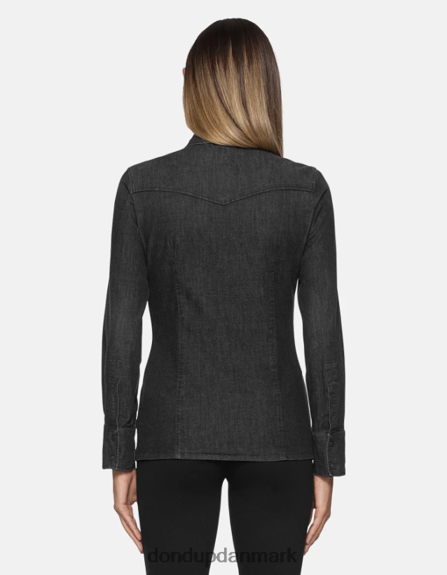 slim fit denimskjorte Kvinder 0XD0D0250 sort DONDUP beklædning
