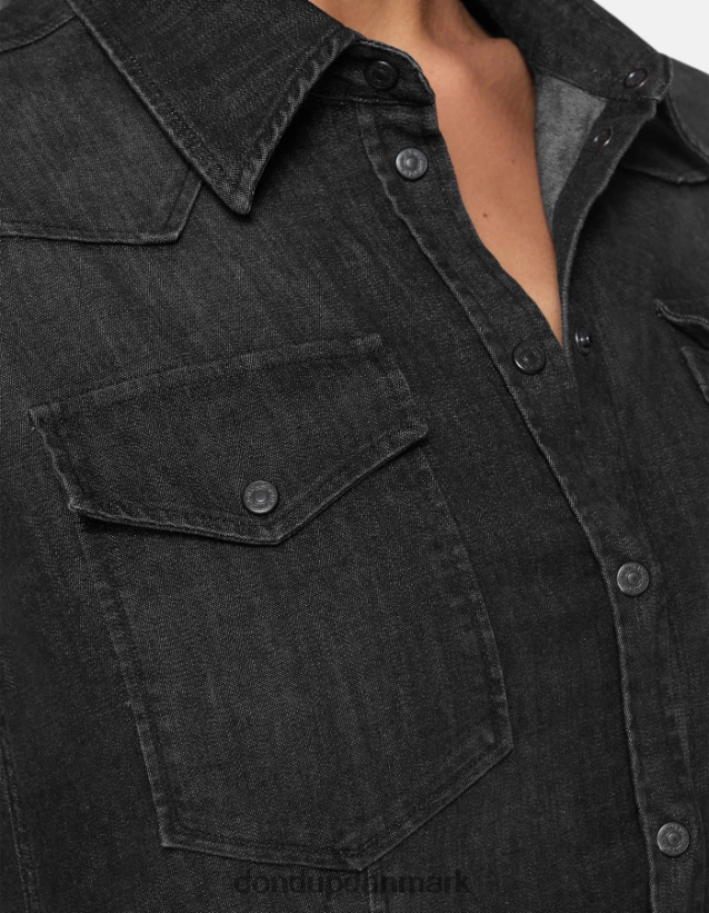 slim fit denimskjorte Kvinder 0XD0D0250 sort DONDUP beklædning