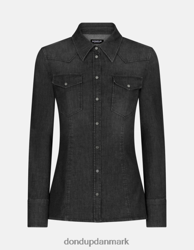 slim fit denimskjorte Kvinder 0XD0D0250 sort DONDUP beklædning