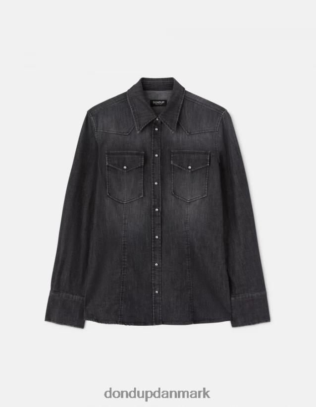 slim fit denimskjorte Kvinder 0XD0D0251 sort DONDUP beklædning
