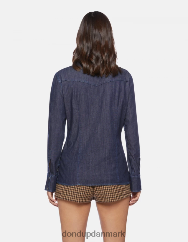 slim fit denimskjorte Kvinder 0XD0D0256 blå DONDUP beklædning