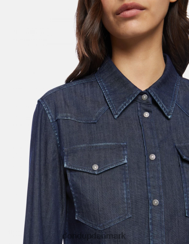 slim fit denimskjorte Kvinder 0XD0D0256 blå DONDUP beklædning