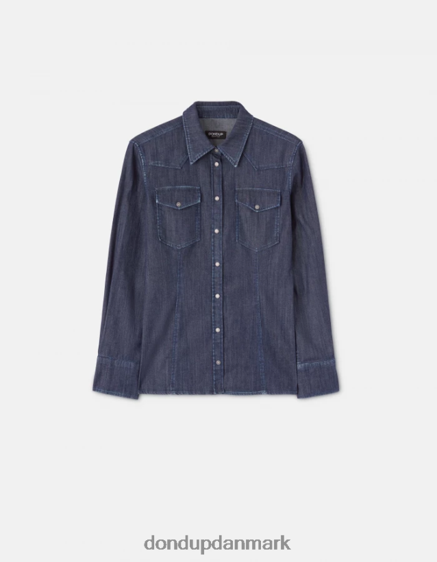 slim fit denimskjorte Kvinder 0XD0D0256 blå DONDUP beklædning