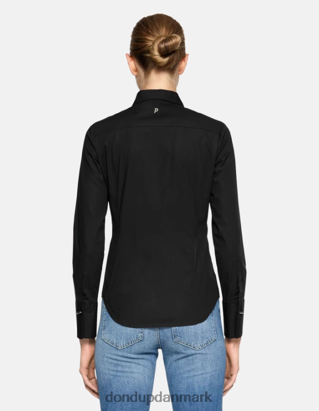 slim fit poplin skjorte Kvinder 0XD0D0244 sort DONDUP beklædning