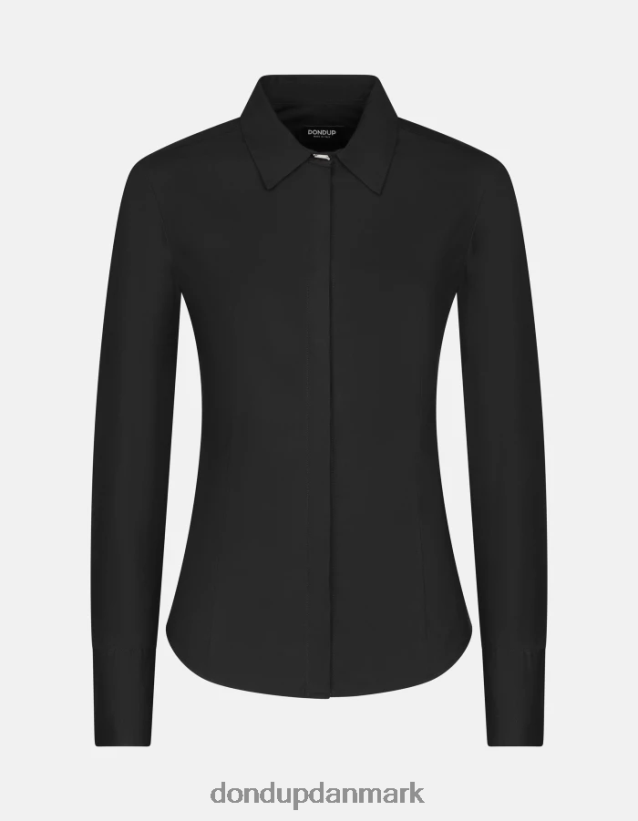 slim fit poplin skjorte Kvinder 0XD0D0244 sort DONDUP beklædning
