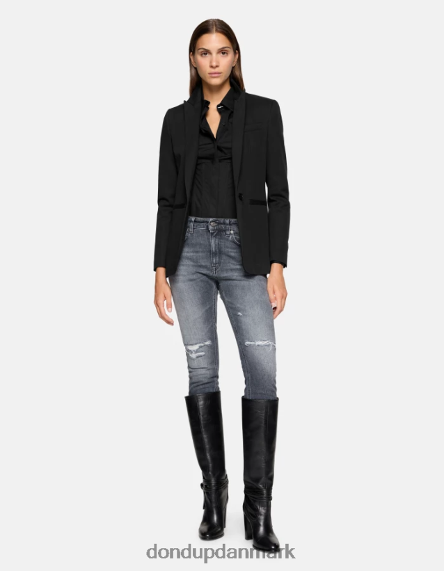 slim fit poplin skjorte Kvinder 0XD0D0248 sort DONDUP beklædning