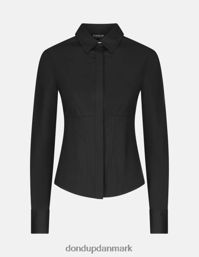 slim fit poplin skjorte Kvinder 0XD0D0248 sort DONDUP beklædning