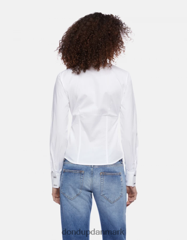 slim fit poplin skjorte Kvinder 0XD0D0249 hvid DONDUP beklædning