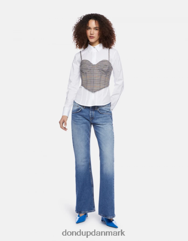 slim fit poplin skjorte Kvinder 0XD0D0249 hvid DONDUP beklædning