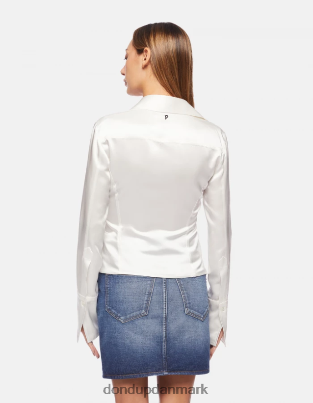 slim fit satin skjorte Kvinder 0XD0D0254 alabastro DONDUP beklædning