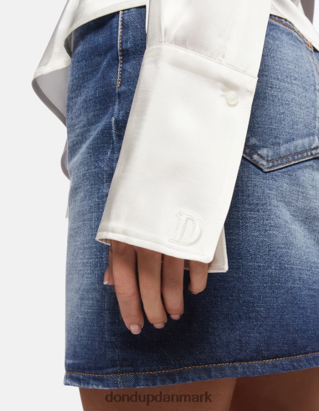 slim fit satin skjorte Kvinder 0XD0D0254 alabastro DONDUP beklædning