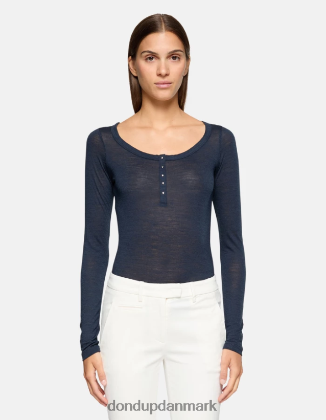 slim fit uld henley top Kvinder 0XD0D0430 Marine blå DONDUP beklædning