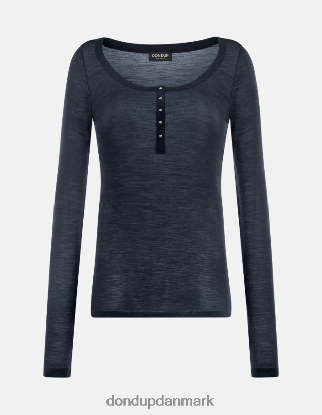 slim fit uld henley top Kvinder 0XD0D0430 Marine blå DONDUP beklædning