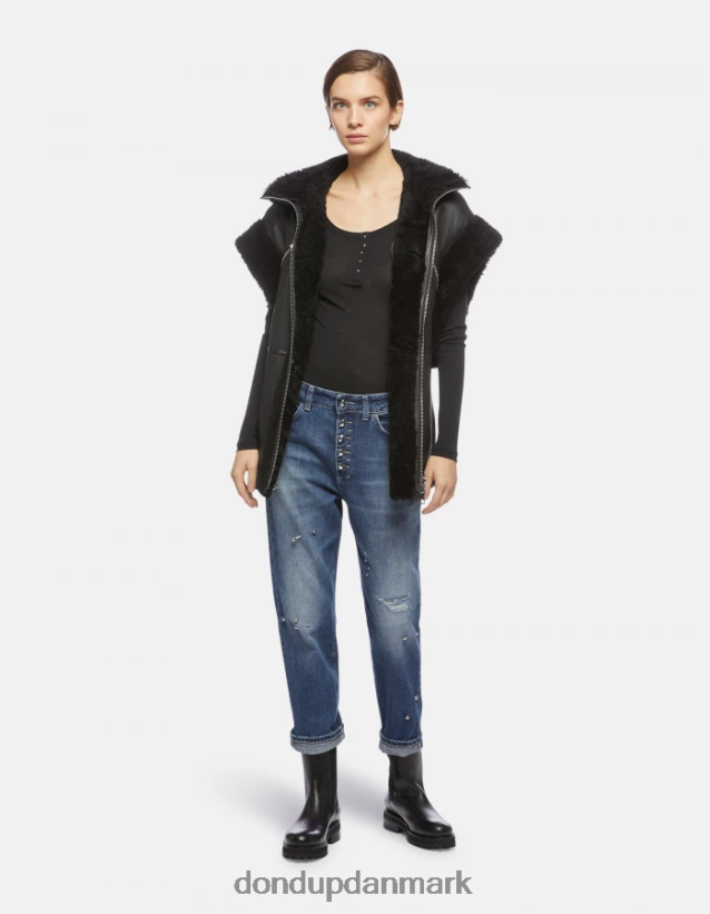 slim fit uld henley top Kvinder 0XD0D0432 sort DONDUP beklædning