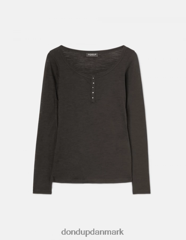 slim fit uld henley top Kvinder 0XD0D0432 sort DONDUP beklædning