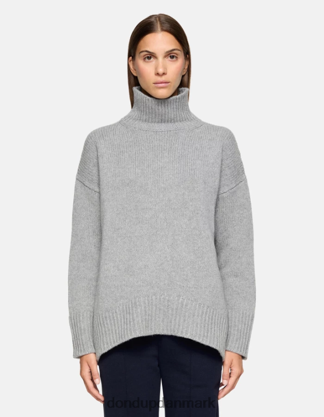 oversized fiskerrib-trøje med polohals Kvinder 0XD0D0308 grå DONDUP beklædning