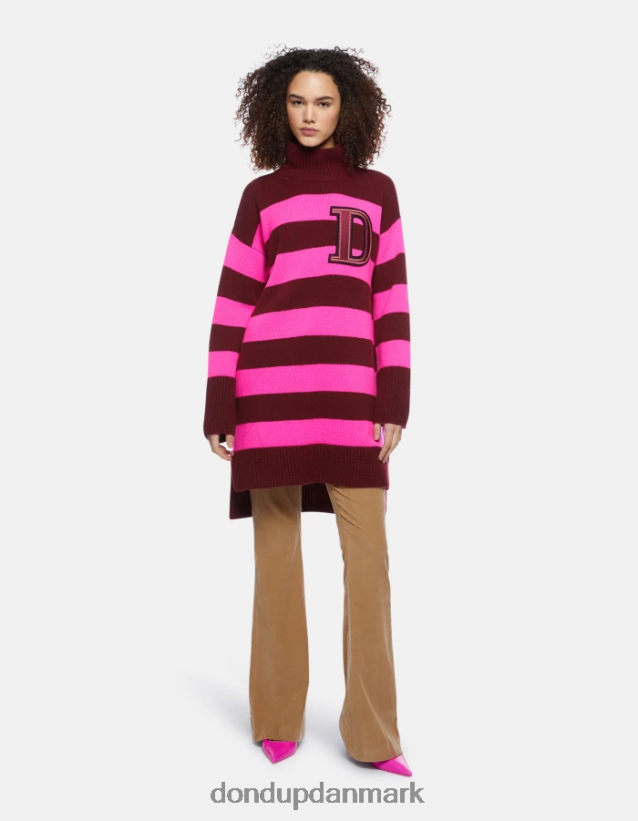 oversized fiskerrib-trøje med polohals Kvinder 0XD0D0315 fuchsia og sveske DONDUP beklædning
