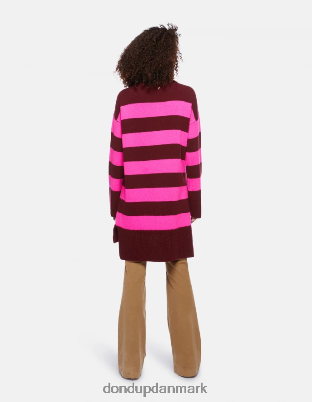 oversized fiskerrib-trøje med polohals Kvinder 0XD0D0315 fuchsia og sveske DONDUP beklædning