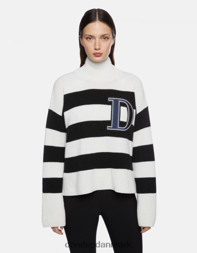 oversized fiskerrib-trøje med polohals Kvinder 0XD0D0329 sort hvid DONDUP beklædning