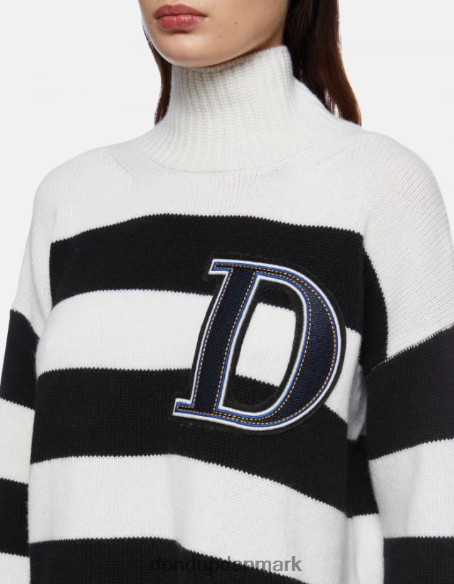 oversized fiskerrib-trøje med polohals Kvinder 0XD0D0329 sort hvid DONDUP beklædning