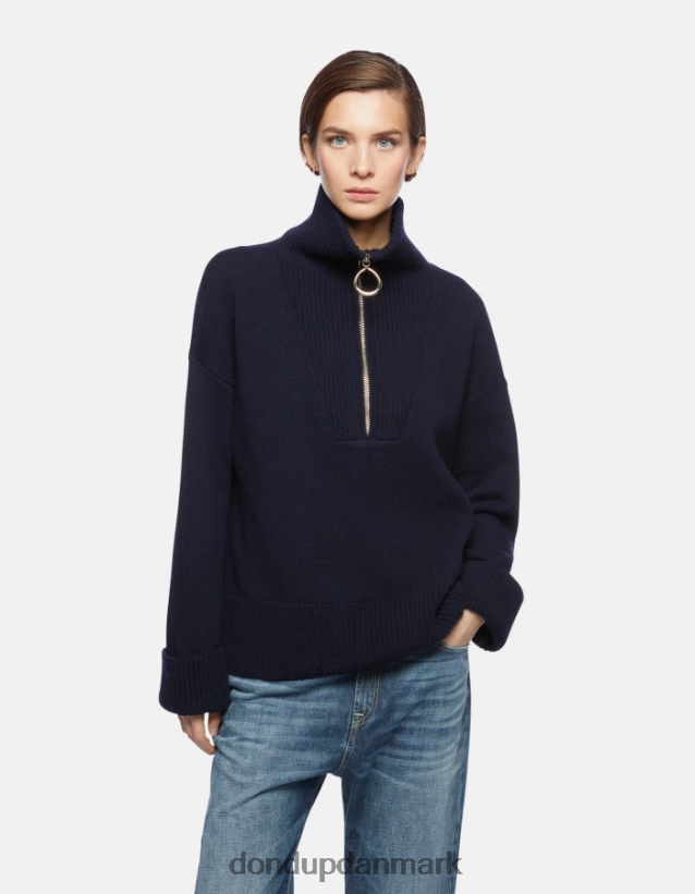 oversized uldtrøje med polo-hals Kvinder 0XD0D0336 Marine blå DONDUP beklædning