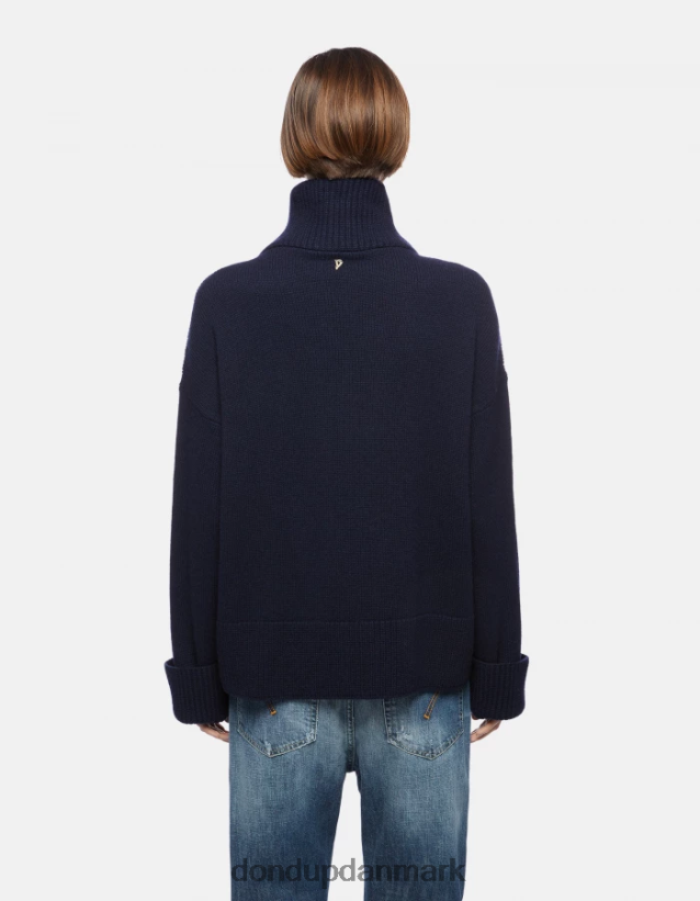 oversized uldtrøje med polo-hals Kvinder 0XD0D0336 Marine blå DONDUP beklædning