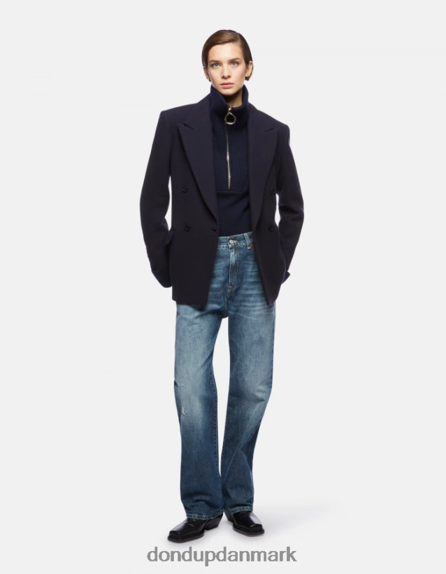oversized uldtrøje med polo-hals Kvinder 0XD0D0336 Marine blå DONDUP beklædning