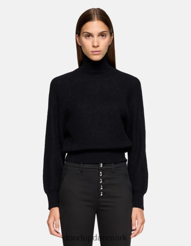 regulær pasform mohairtrøje med polo-hals Kvinder 0XD0D0303 sort DONDUP beklædning