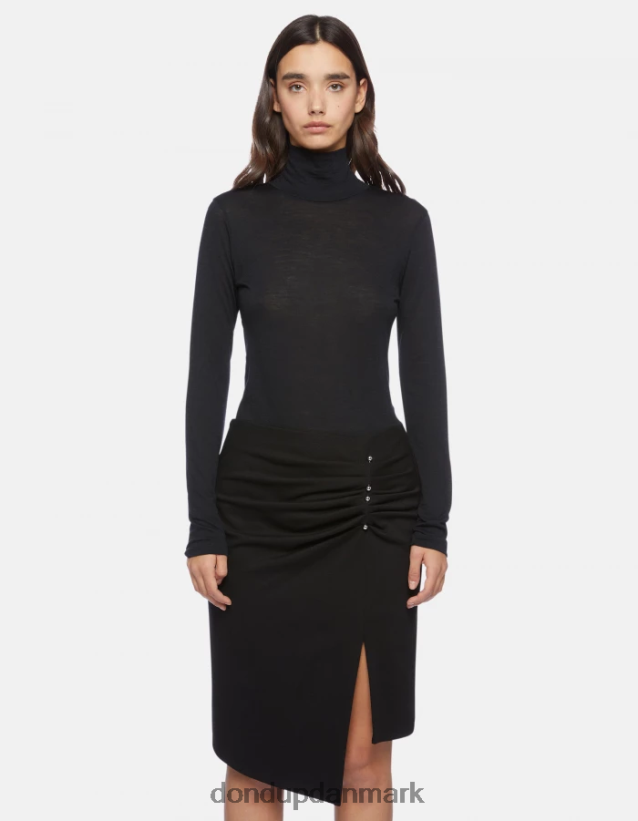 slim fit polo-hals uldtrøje Kvinder 0XD0D0436 sort DONDUP beklædning