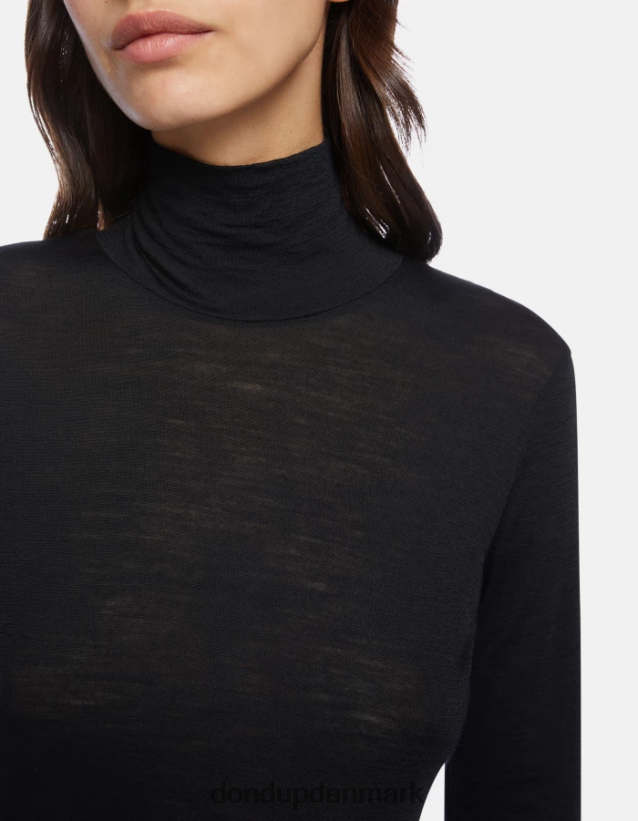 slim fit polo-hals uldtrøje Kvinder 0XD0D0436 sort DONDUP beklædning