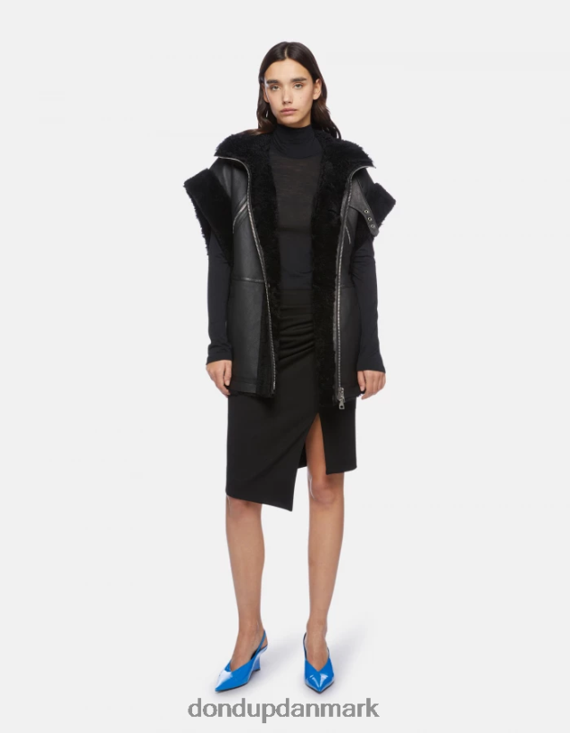 slim fit polo-hals uldtrøje Kvinder 0XD0D0436 sort DONDUP beklædning