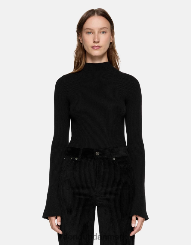 slim fit polo-hals viskosetrøje Kvinder 0XD0D0305 sort DONDUP beklædning