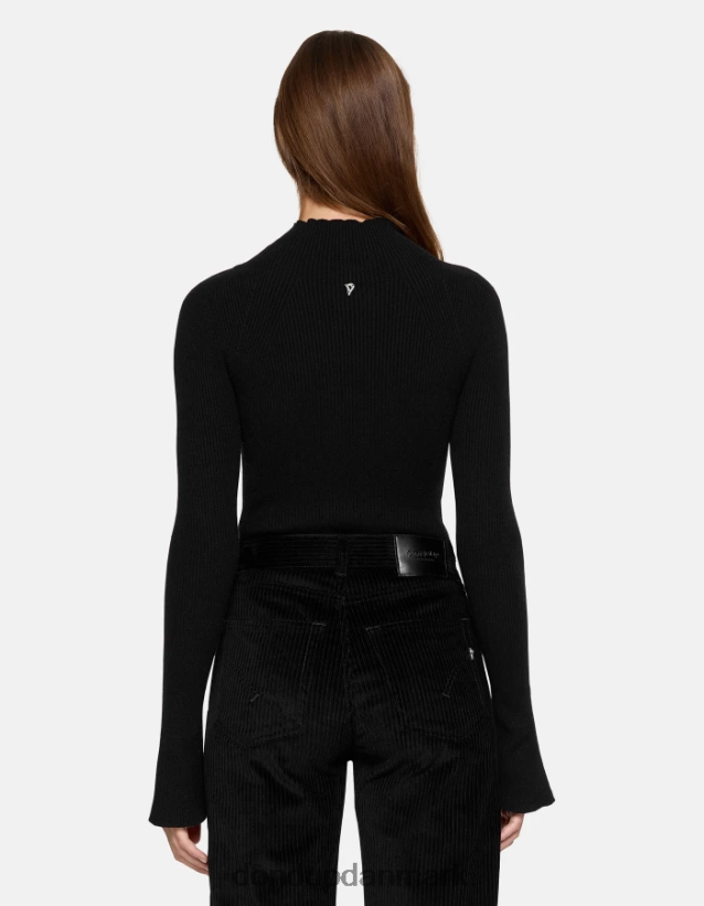 slim fit polo-hals viskosetrøje Kvinder 0XD0D0305 sort DONDUP beklædning