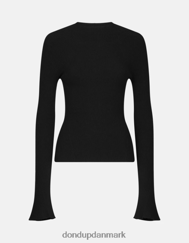 slim fit polo-hals viskosetrøje Kvinder 0XD0D0305 sort DONDUP beklædning