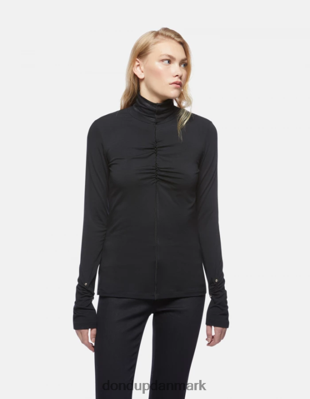 slim fit polo-hals viskosetrøje Kvinder 0XD0D0440 sort DONDUP beklædning