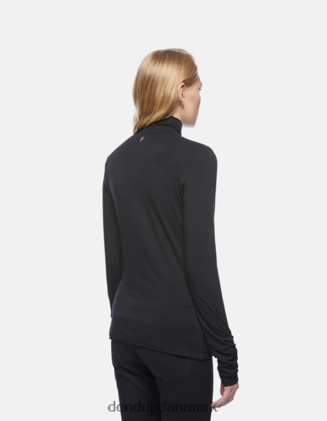 slim fit polo-hals viskosetrøje Kvinder 0XD0D0440 sort DONDUP beklædning