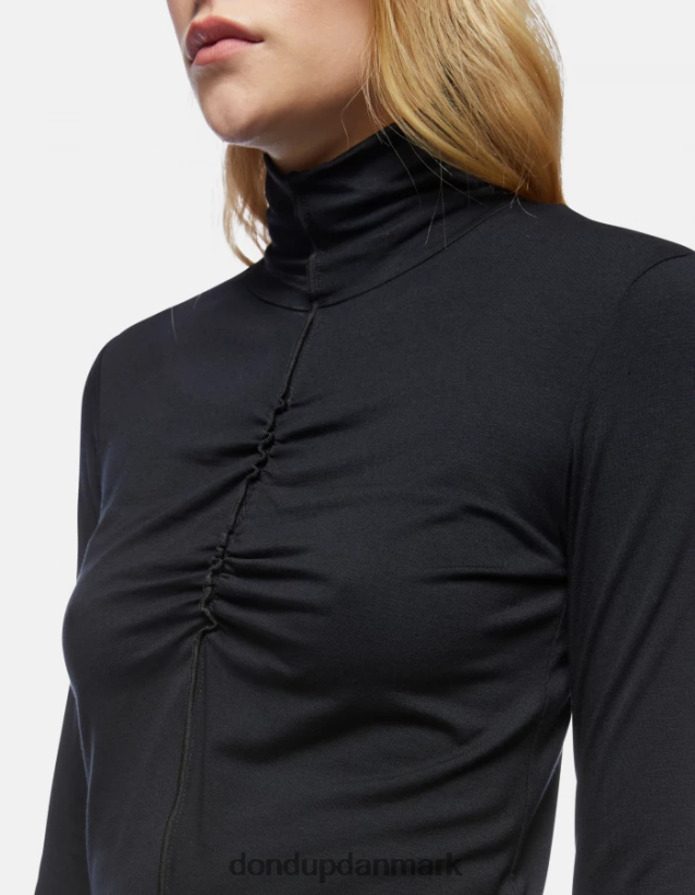 slim fit polo-hals viskosetrøje Kvinder 0XD0D0440 sort DONDUP beklædning