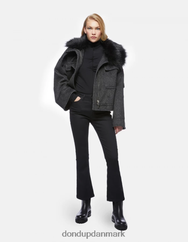 slim fit polo-hals viskosetrøje Kvinder 0XD0D0440 sort DONDUP beklædning